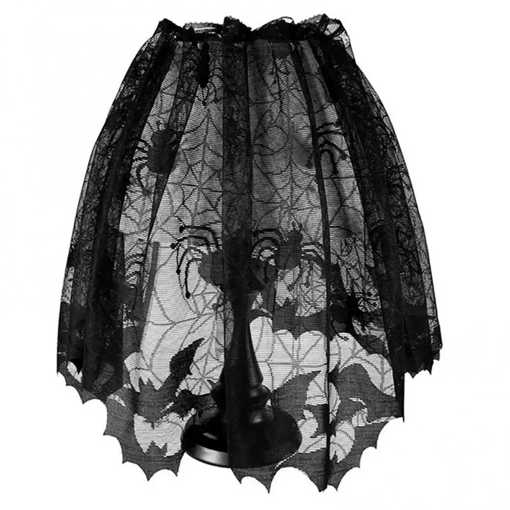 

Halloween Bat Cobweb Lamp Shade Cover Lace Ribbon Curtain Fireplace Decoration