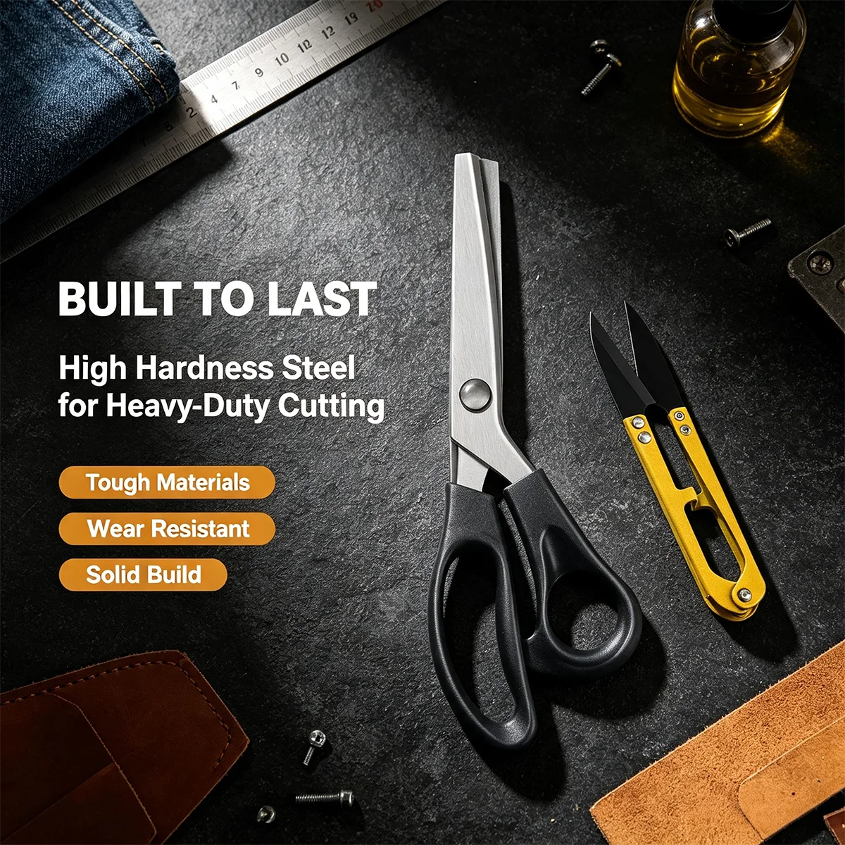 1/2PCS,Fabric Scissors Premium - Lacework & Lock Edge Shears For Tailors, Serrated Scissors With Fancy Triangular, Ergonomic