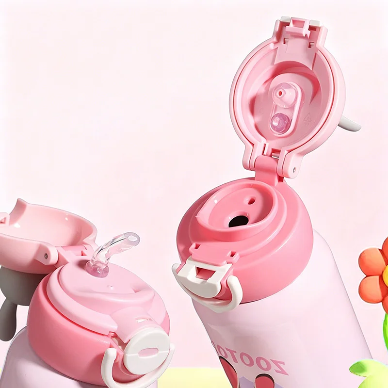 X&W Zootopia Thermos Cup 500ML Stainless Steel Pop-Up Lid Straw Cup Judy Nick Insulated bottle Outdoor Activities Camping Cups