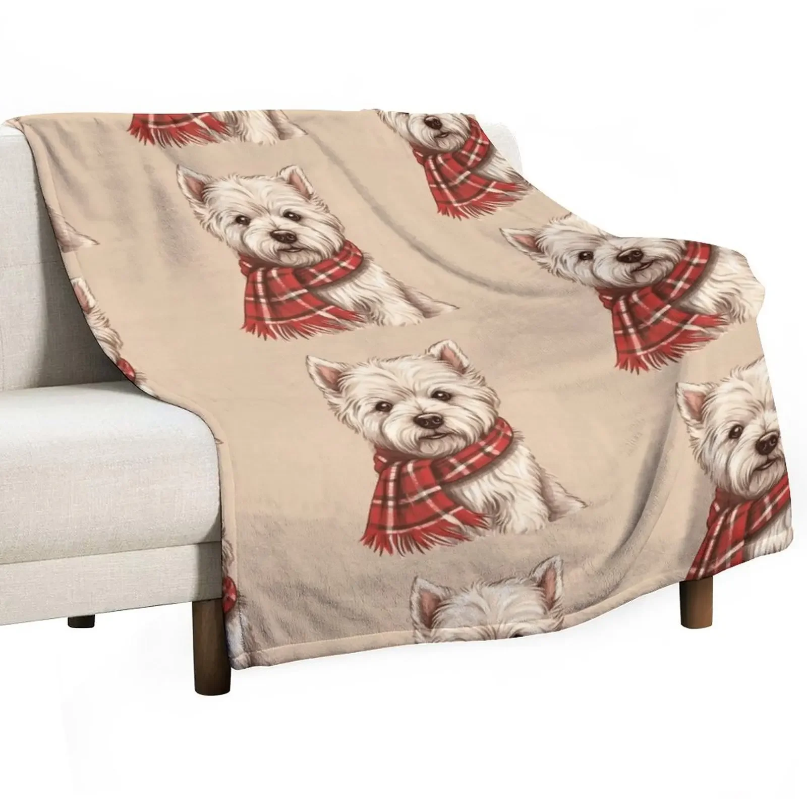 West Highland White Terrier Westie Weihnachten Plaid Aquarell Überwurf Decke Weihnachtsgeschenke Mittwoch Kinder Flanelldecken