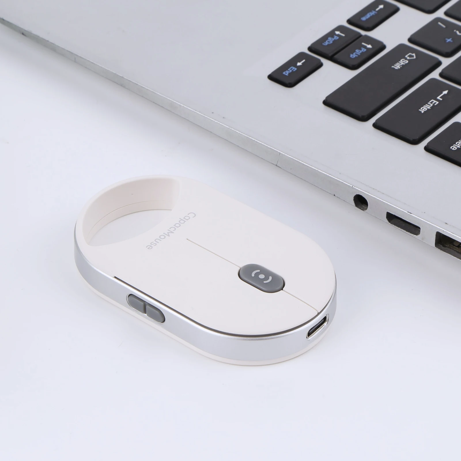ポータブルサイレントマウス 3モード BT 5.2/2.4G/USB ミニ静電容量式マウス 超薄型ワイヤレスコンピューターマウス 充電式 ノートパソコン/PC対応