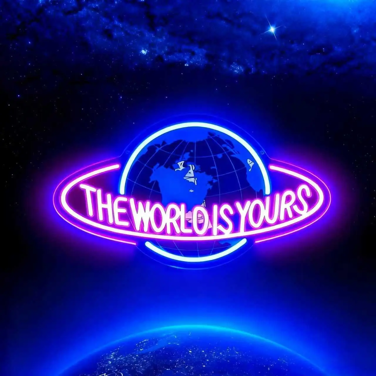 The World Is Yours Neon Sign USB Powered LED Neon Light for Game Room Bar Party Bedroom Decoration Birthday Christmas Gift