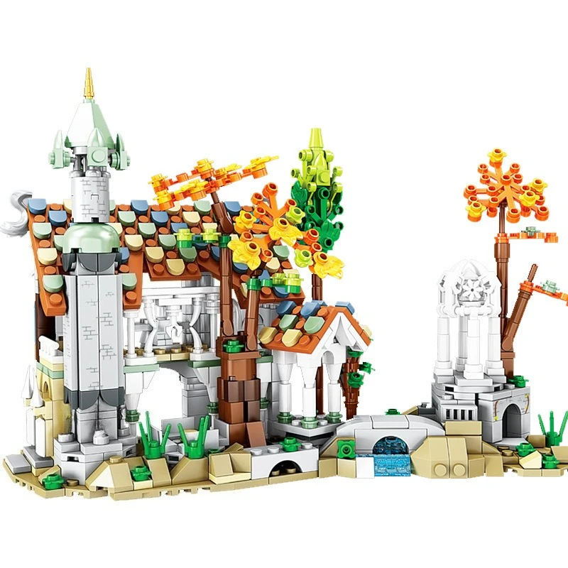 نموذج منزل تجميع تعليمي للأطفال لبنة البناء لعبة قلعة وادي الخريف