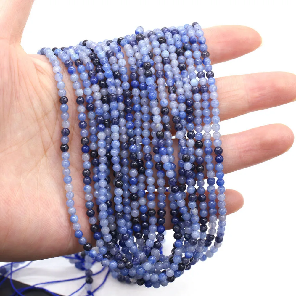 Natural Stone Bead Blue Aventurine Loose Beads for Jewelry Making DIY Necklace Bracelet Earrings Accessories Size 2mm 3mm 4mm