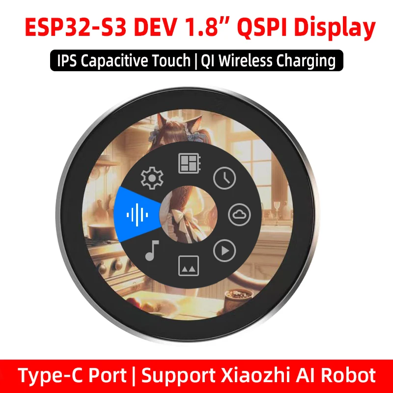 

Плата разработки ESP32-S3, 1,8-дюймовый дополнительный экран, емкостный сенсорный экран, 360*360, IPS ЖК-дисплей для Arduino, Wi-Fi, BT, поддержка Xiaozhi AI