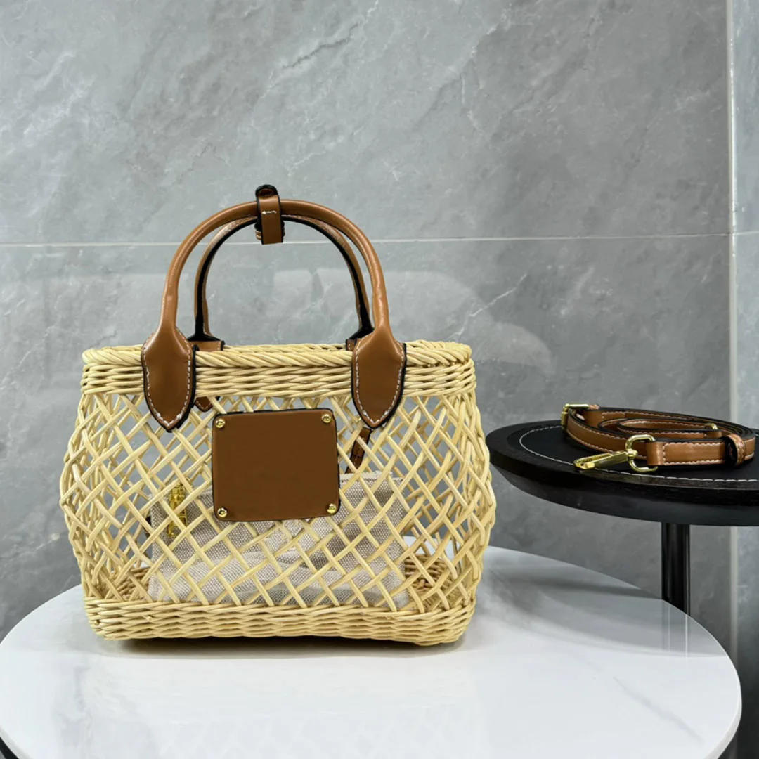 

Luxury Handmade Rattan Bag for Women Fashion Hollow Out 2024 New Female Summer Vocation Beach Top-handle Bags Girls Purse