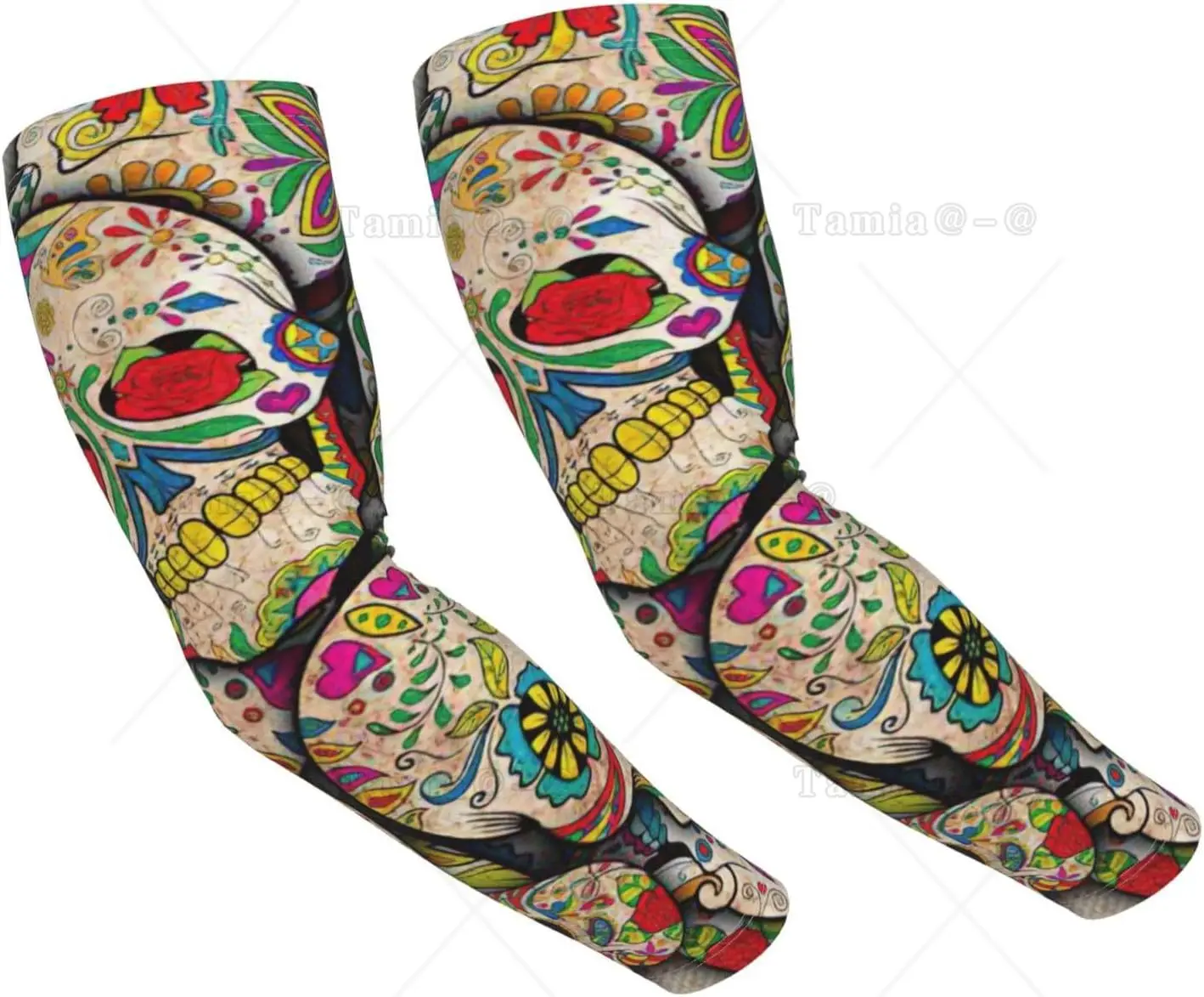 Skull Print Sun Protection Arm Sleeves for Women Men Cooling Sports Sleeves for Golf Running  Cycling Hiking