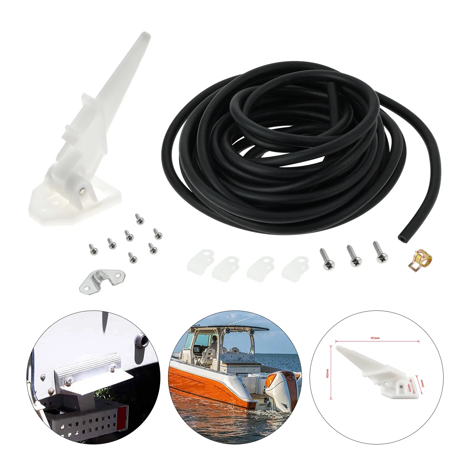 1 Set White Plastic Universal Marine Boat 80 MPH Speedometer Kick-up with 20Ft PVC Tube Kit Sea Portable Mini Tool Accessories