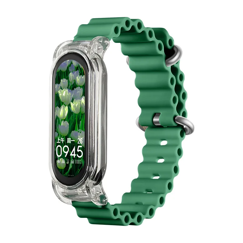 سوار سيليكون ناعم لسوار mi 8 و 7 و 6 و 5 و 4 و 3 ، بديل سوار رياضي ، نمط المحيط