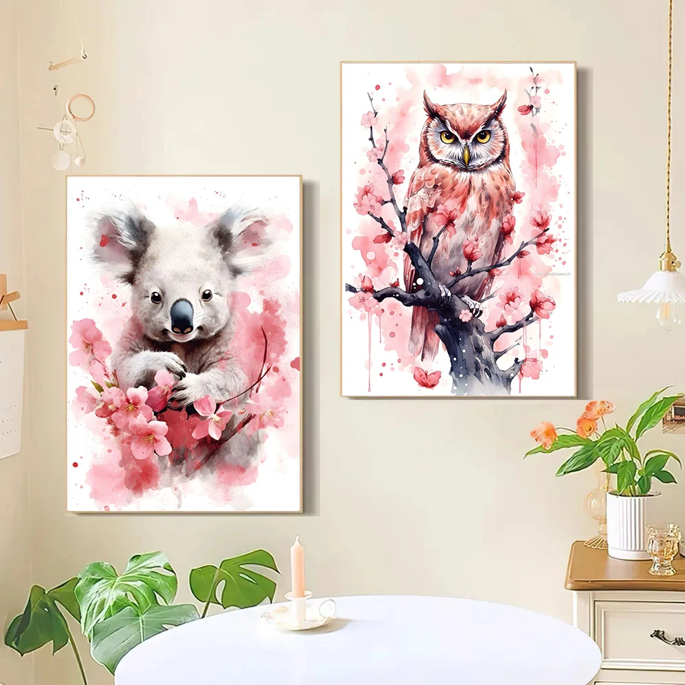 5D DIY Diamond Painting Pink Flower Animal Series Koala Owl Monkey Elephant Diamond Mosaic Embroidery Art Home Decoration