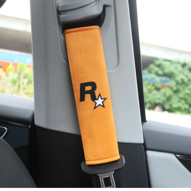 Trend R Star Car Seat Belt Leather Soft Shoulder Cover Thickened Car Insurance Comfortable Leather Belt Decorative Cover