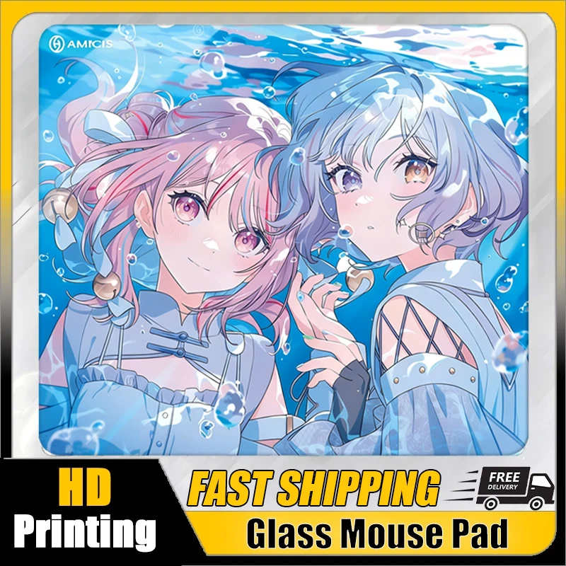 Japanese Anime Tempered Glass Mouse Pad E-Sports Gaming FPS Extra Large Desktop Mat Frosted Surface Zero Latency Smooth Mousepad