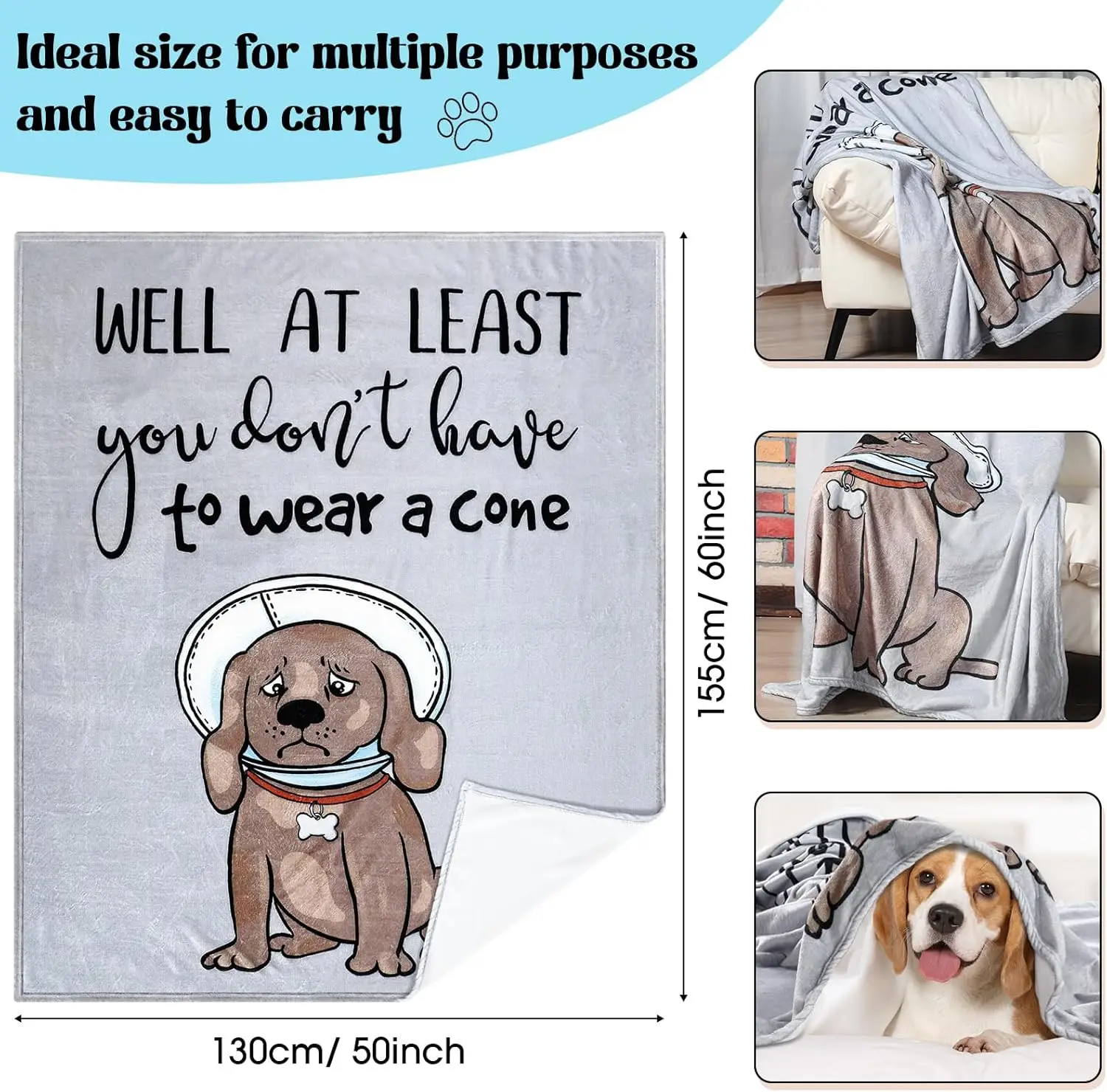 احصل على هدايا جيدة للنساء/الرجال بعد الجراحة، احصل على بطانية التعاطف قريبًا مقاس 50 × 60 بوصة على الأقل لا تحتاج إلى ارتداء مخروطي مضحك S