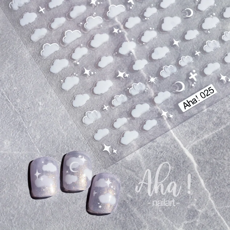 Smoky Black Celestial Icons Nail Stickers Moon Star And Cloud Patter Nail Art Decals DIY Self Adhesive Nails Decoration Supplies