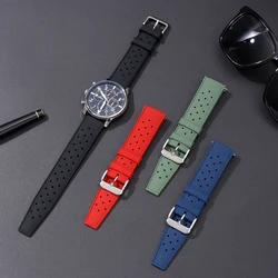 Bracelet de montre en caoutchouc tropique de qualité supérieure, étanche, de plongée, en noir, rouge, vert, bleu, Orange, 18mm, 20mm, 22mm