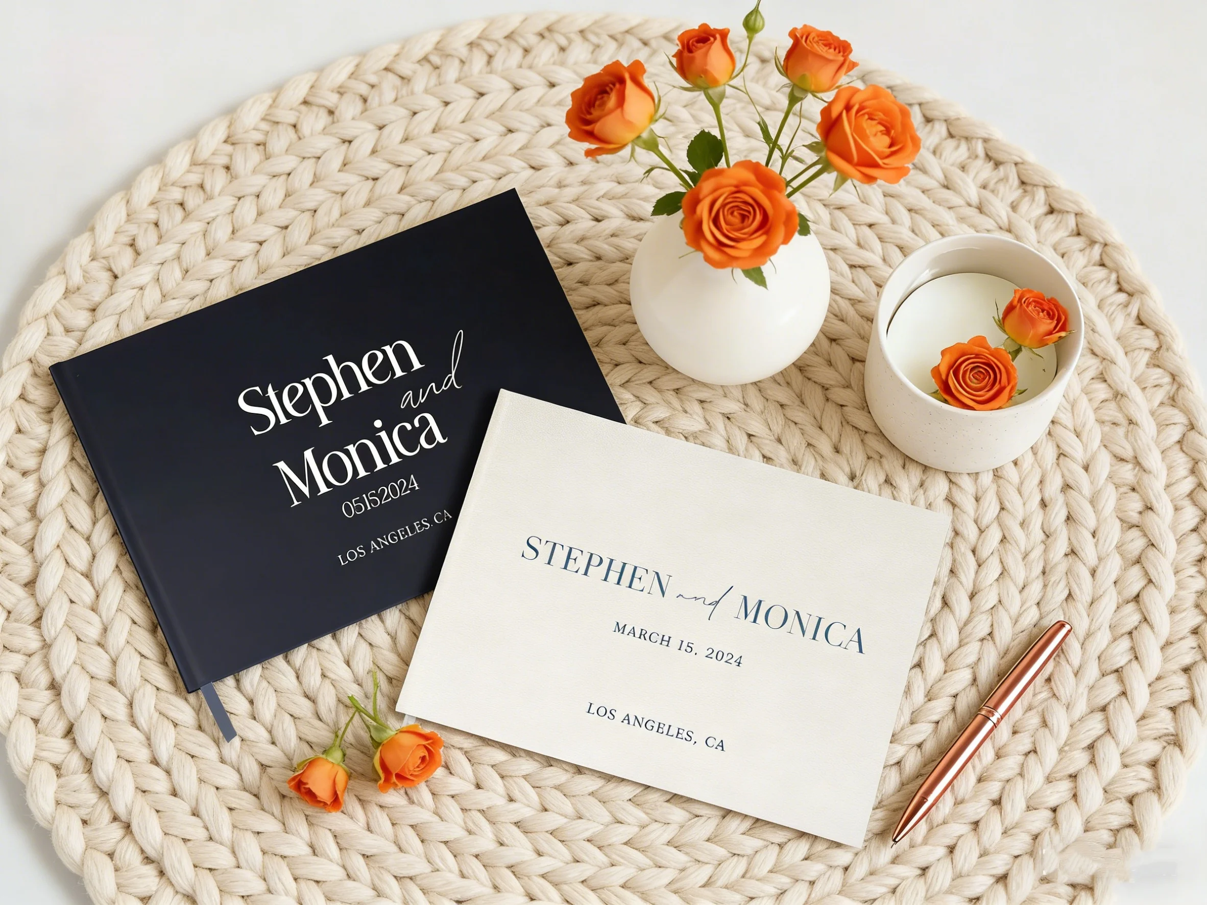 

Personalized Hardcover Leather Wedding Guest Book | Custom Wedding Reception Sign-In Book | Engagement & Anniversary Keepsake