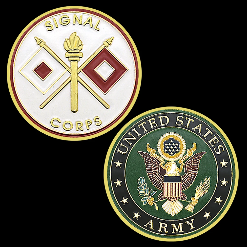 US Army Signal Corps Commemorative Coin, Military Challenge Coin, American Eagle Emblem, Gold Collectible Medallion Gift