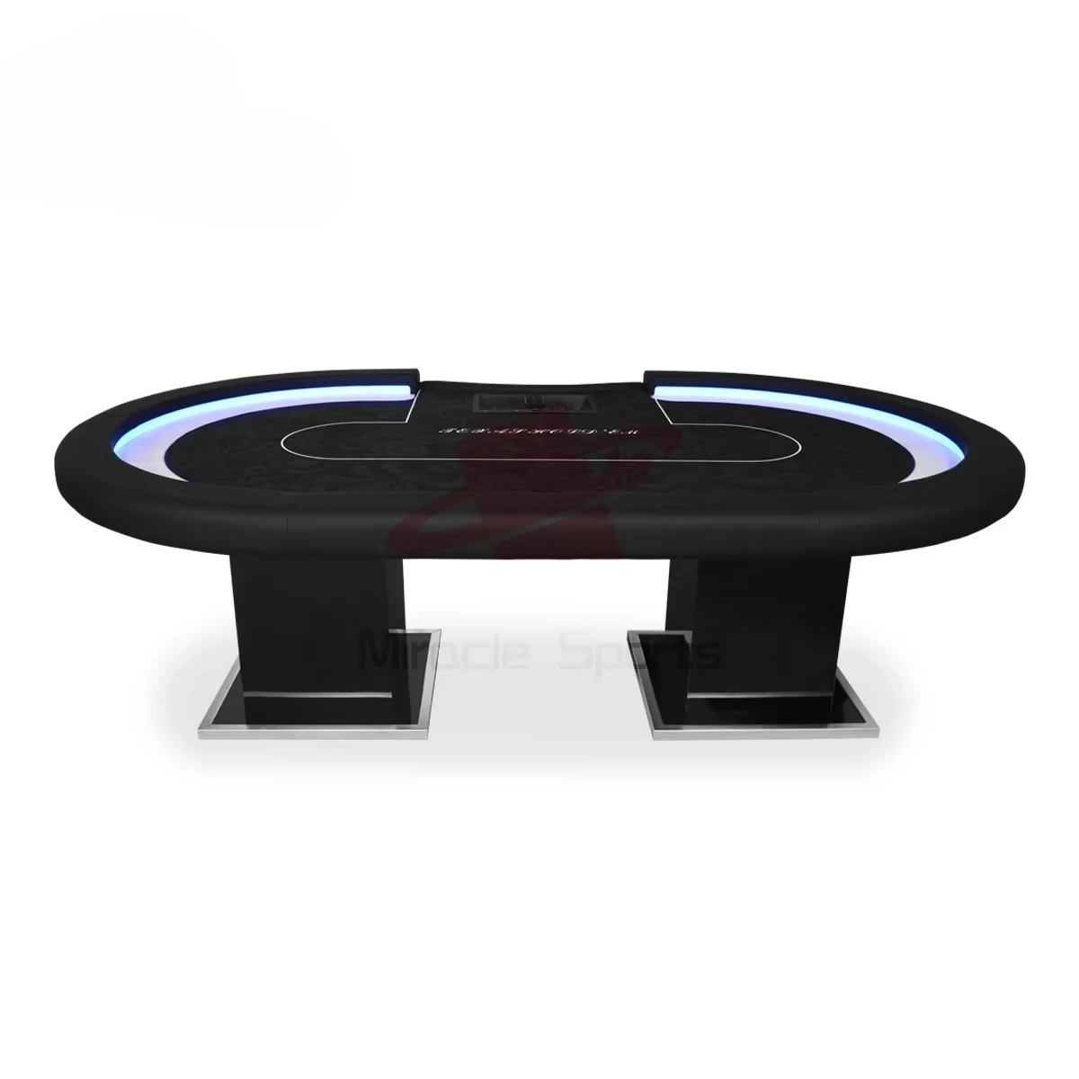 Hot Sale Luxury Custom LED 10 Person Texas Hold'em Poker Table Casino Gaming Table with LED Holders Game Markers for Casino Use