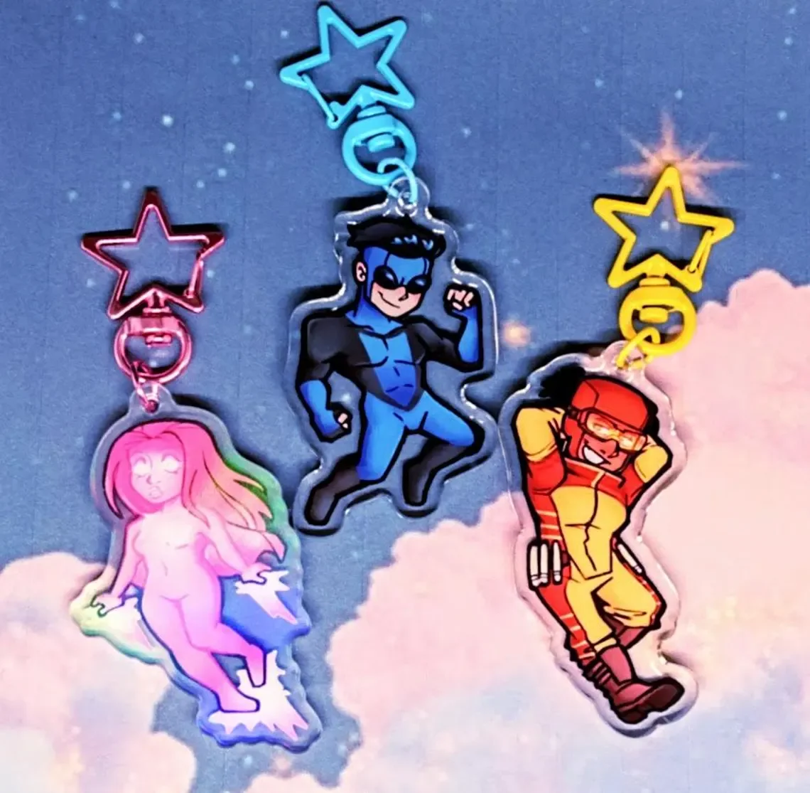 Invincible Keychains Mark Grayson Atom Eve Rexsplode Cartoon Character Keyring Collectible Toy for Fans