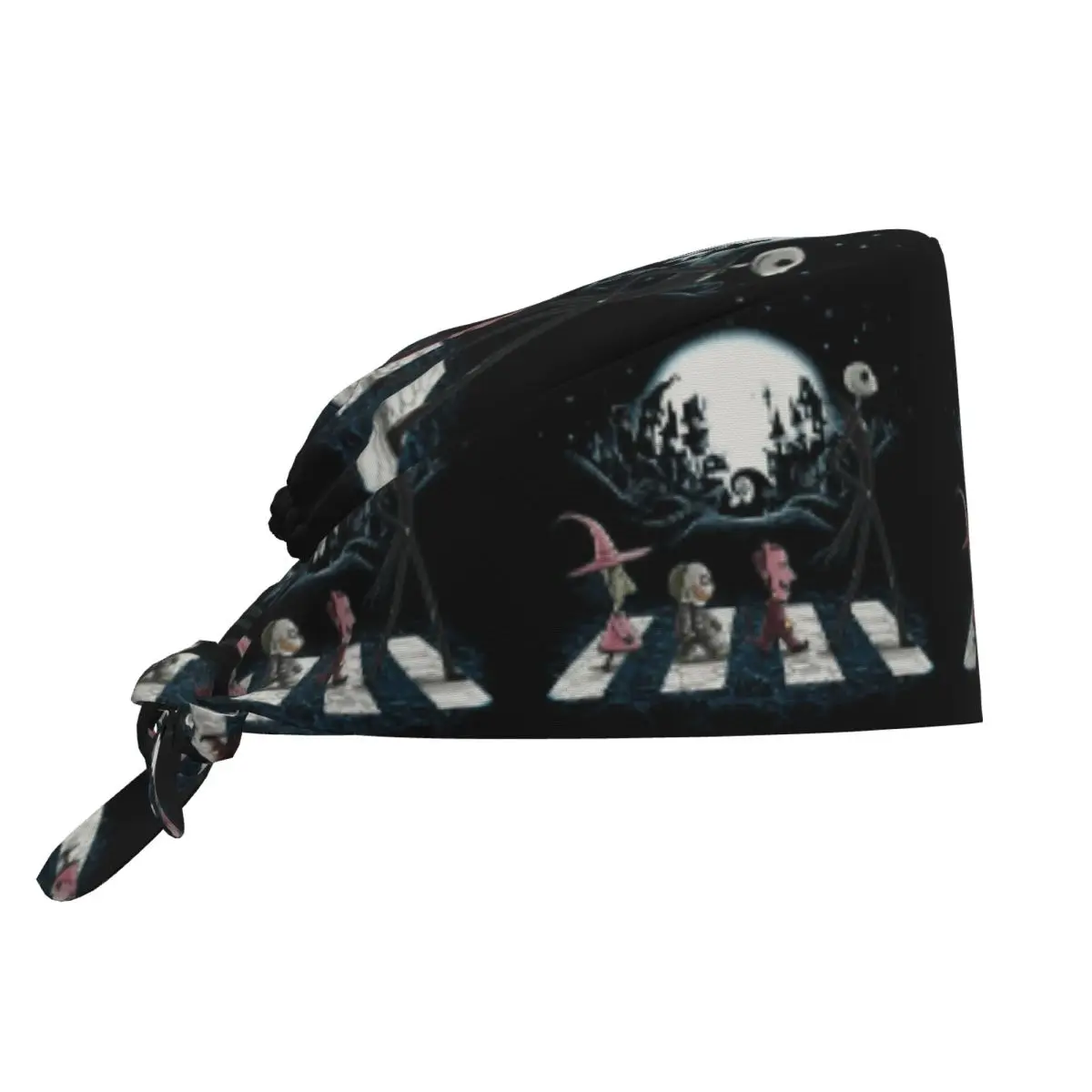 Gorro de trabajo de pesadilla antes de Navidad, gorro quirúrgico Skellington con calavera de Halloween, gorro quirúrgico para médico de enfermería y cirujano para dentista