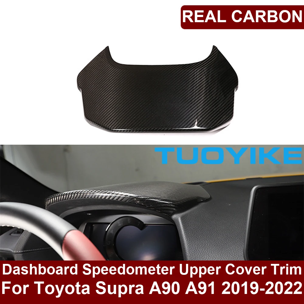 Real Dry Carbon Fiber Interior Dashboard Insturment Speedometer Upper Cover Panel Trim Decoration For Toyota Supra A90 A91 19-22