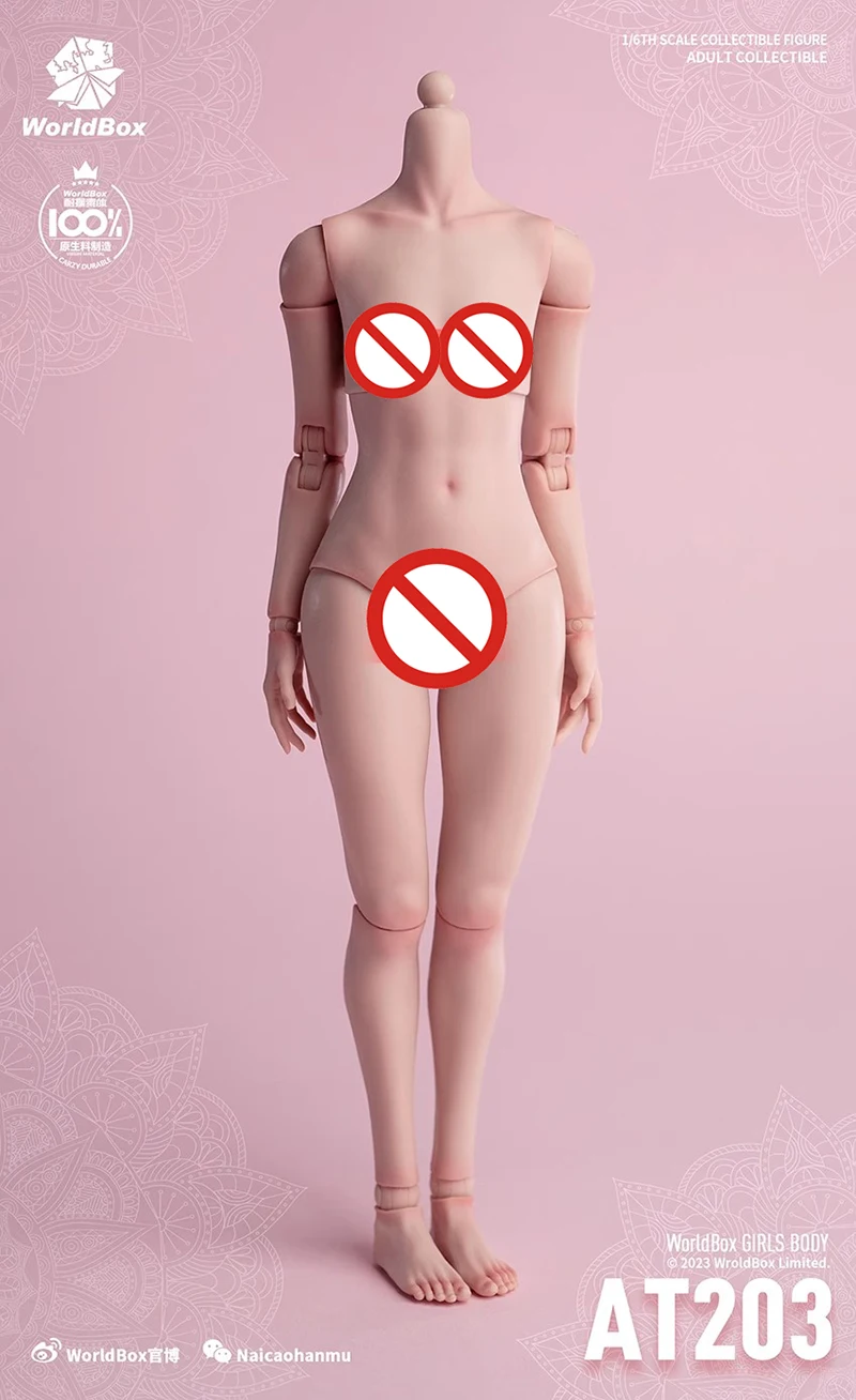 Worldbox AT203 1/6 Model Girl Flexible Joint Body 28.4cm Long Legs Female Soldier Pale Light Tan Small Bust Action Figure