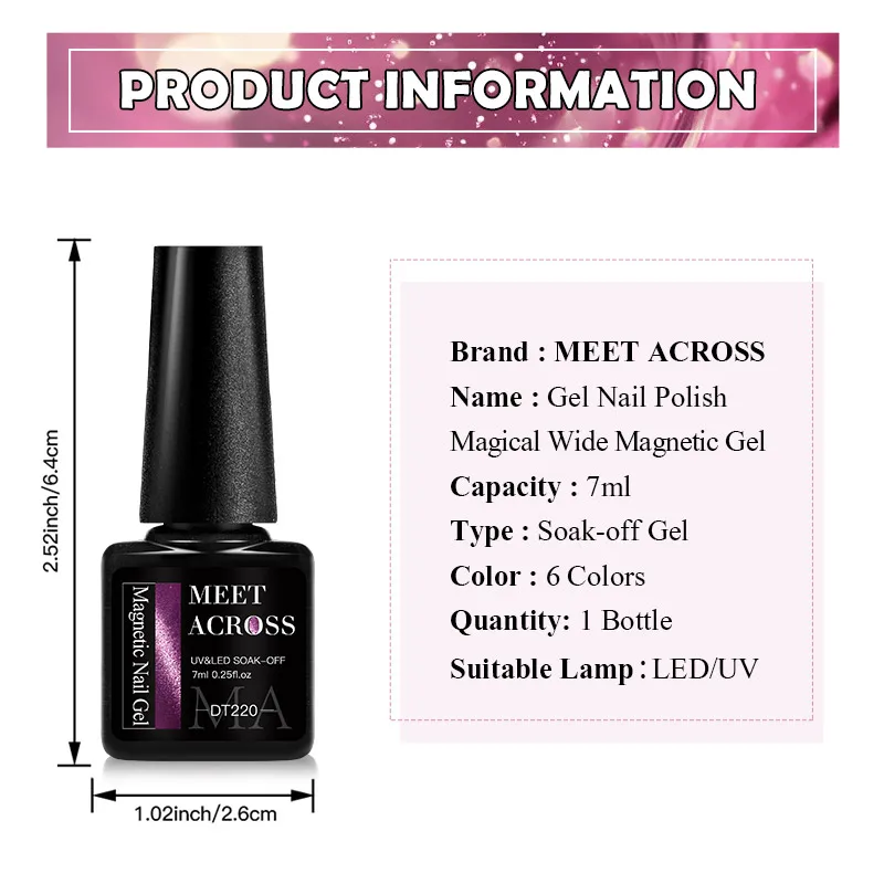 7ml Magiczny Szeroko Rozprowadzalny Lakier Hybrydowy do Paznokci z Magnesem, Półtrwały, Łatwy w Aplikacji, Lakier UV LED do Manicure, Projektów DIY, Prezent dla Kobiet i Dziewcząt