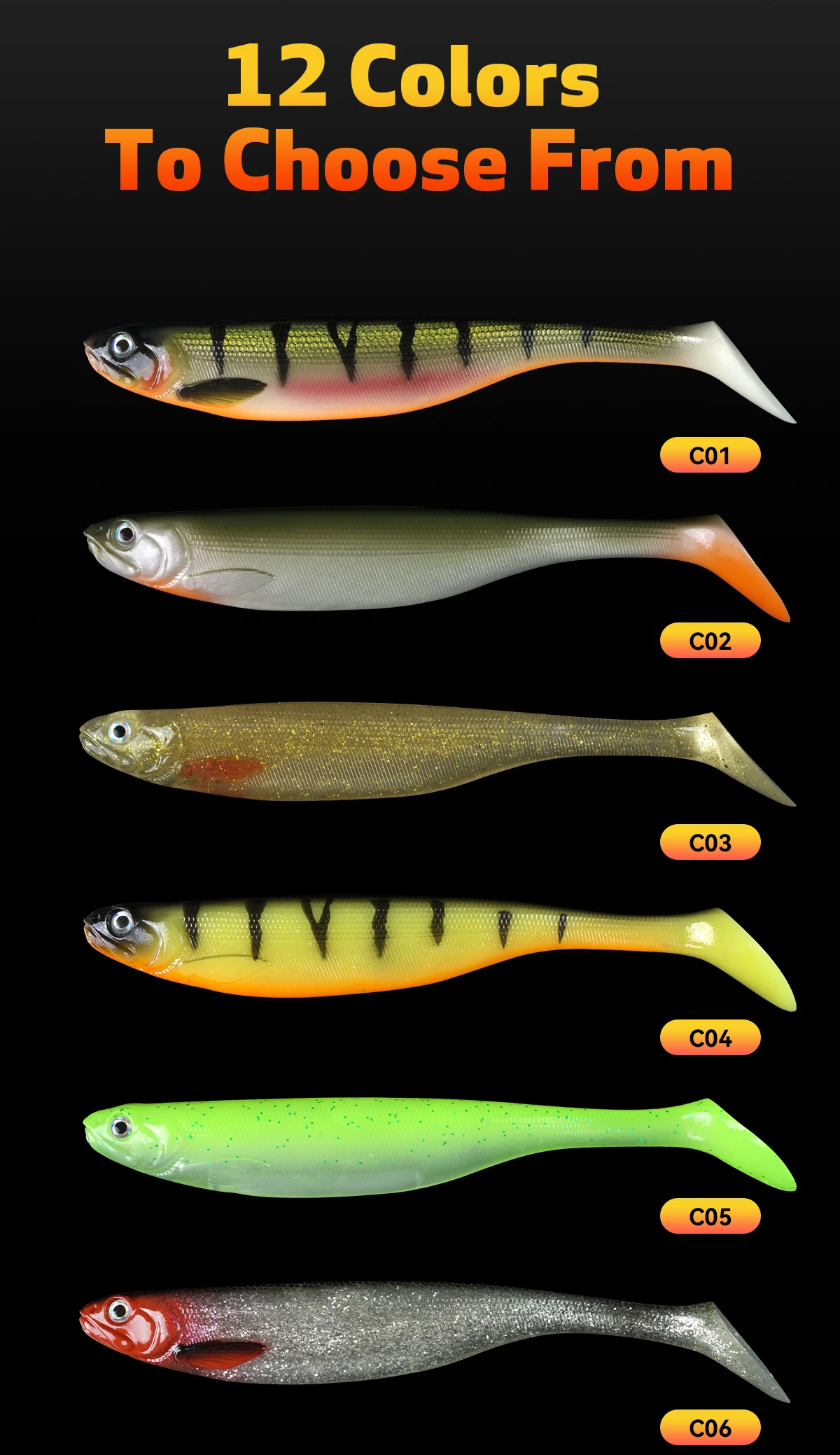 1 Stück 19cm 34g 23cm 56g Weicher Angelköder Swimbait Fischköder Hochwertig Detaillierter Softbait Herstellerprodukt Bedruckter Weicher Angelköder – Detail 5