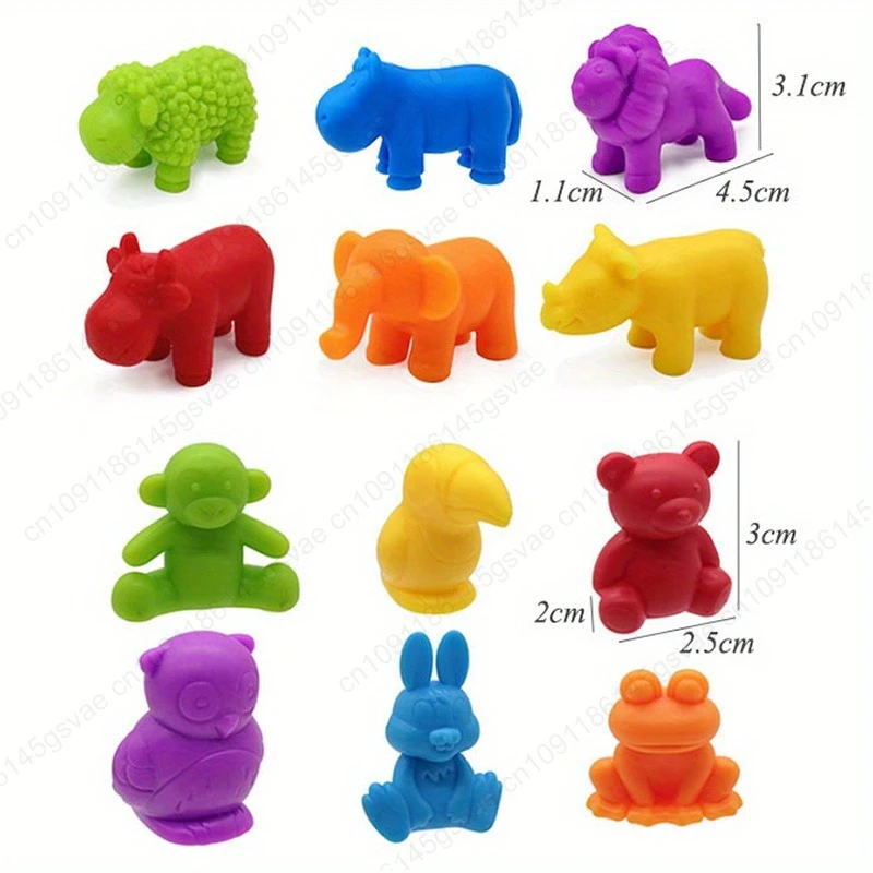 56/36pcs Rainbow Sorting Game Animal Puzzle Toy Dinosaur Traffic Color Matching Game Education Sensory Toys For Kids Preschool