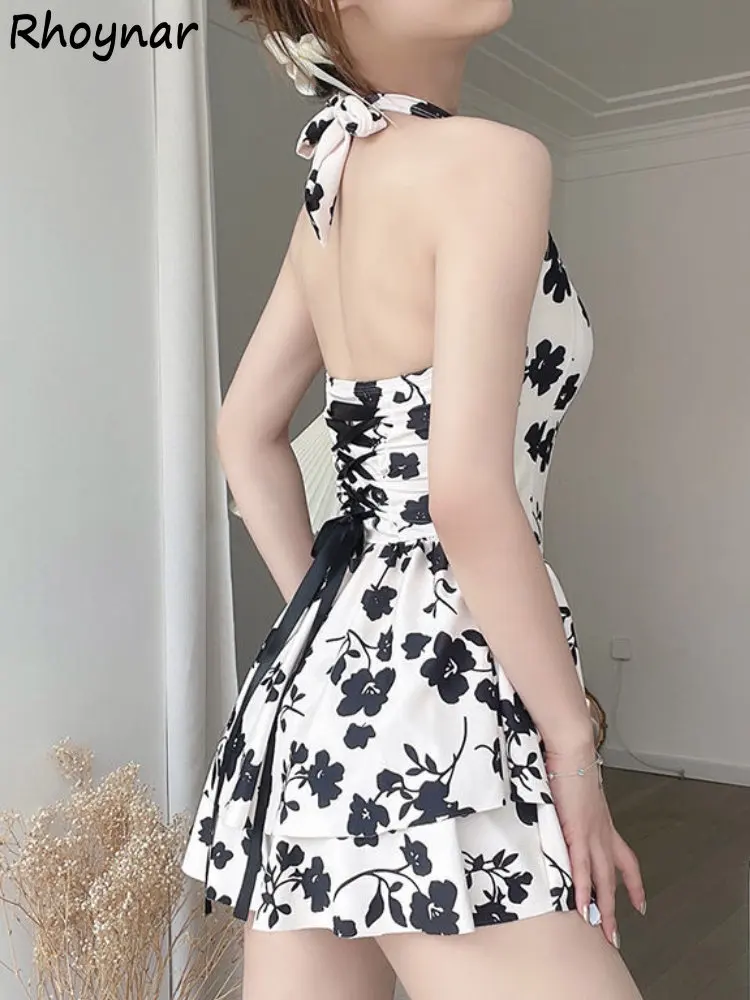 الصيف الحلو التستر المرأة الرسن عارية الذراعين تصميم مثير ضمادة بناتي طباعة ملابس سباحة أنيقة نمط الشاطئ Y2K عطلة شعبية