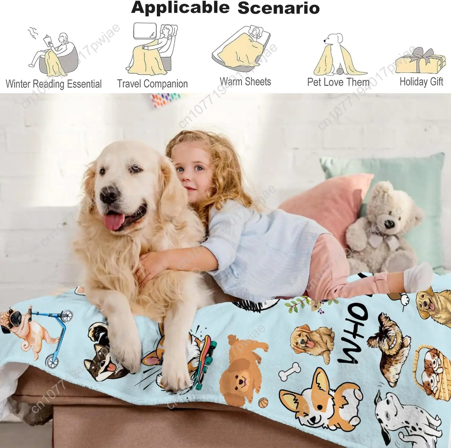 الكلب بطانية هدايا للنساء الفتيات لينة الفانيلا الكلب رمي بطانية الكلاب هدايا للكلاب عشاق هدايا عيد ميلاد الفراش ديكور للطفل