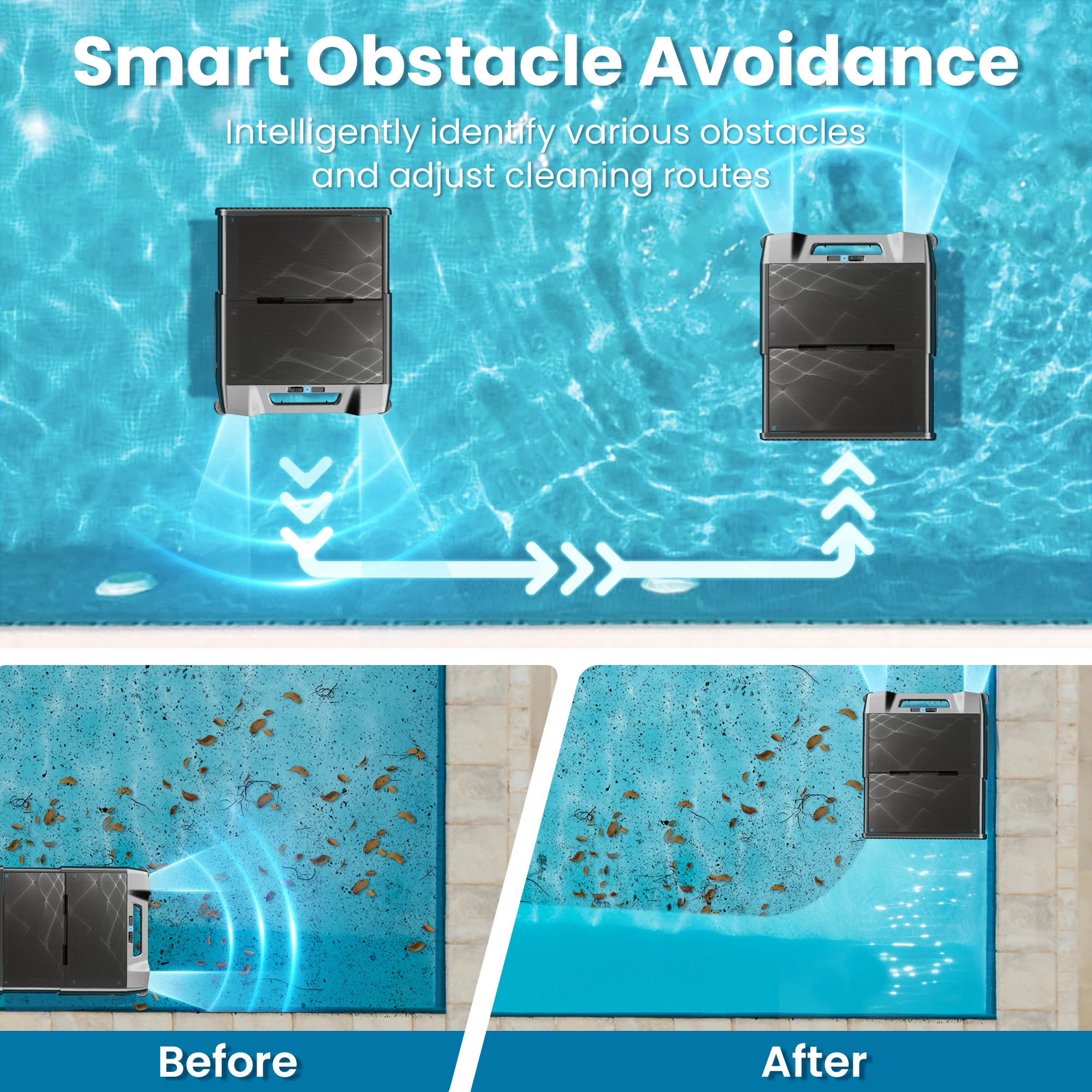 INSE Y80 Solar Pool Cleaner Robot Vacuum Cordless Pool Skimmer 24H Surface Cleaning Self-Parking for Above Ground Pools