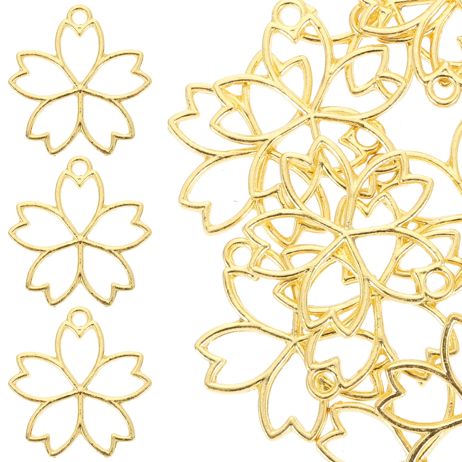 

20Pcs Durable Metal Flower Pendant Frames Hollow Alloy Jewelry Making DIY Supplies Casting Bezel Charms for Crafting