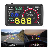 W02+Hud Holder Car 3.5 inch Head-Up Display EOBD Windshield Speedometer Projector Vehicle OBD HUD Speedometer Gauge with Bracket