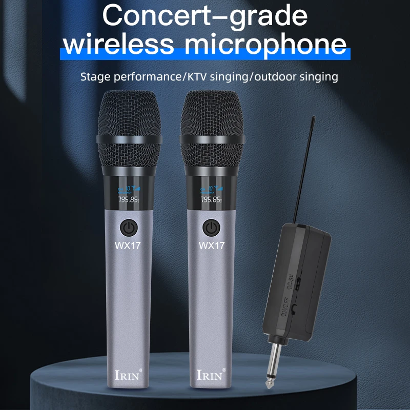 IRIN WX17 UHF Wireless Microphone System Professional Handheld Dynamic Mics for Stage Karaoke Live Streaming & Outdoor Events