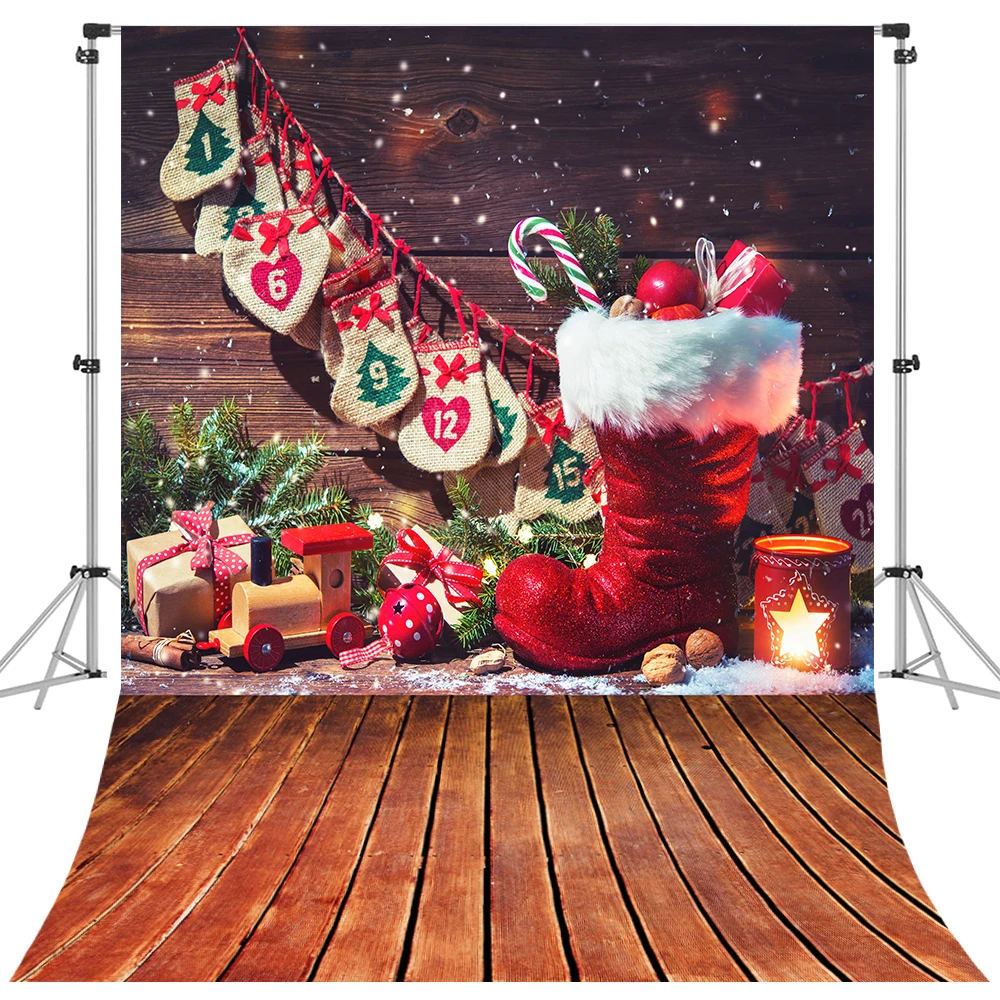 Bonvvie Christmas Backdrop Tree Gift Family Party Decor Baby Portrait Background Photographic Kids Photocall Photo Studio