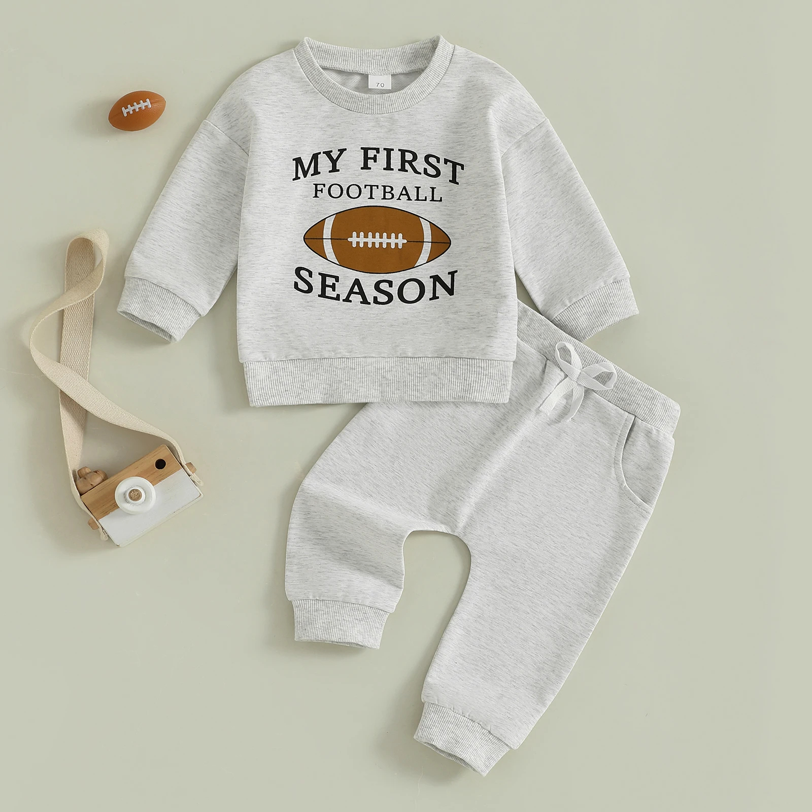 

Осенняя одежда Lioraitiin для маленьких мальчиков, толстовка с длинными рукавами и эластичными штанами с буквенным принтом для регби, одежда из 2 предметов