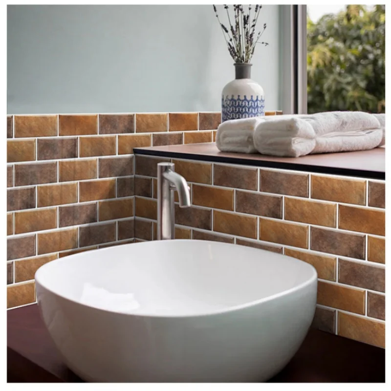 2026 Kitchen stickers waterproof and oil-proof high temperature self-adhesive imitation tile wallpaper PVC sheet strips