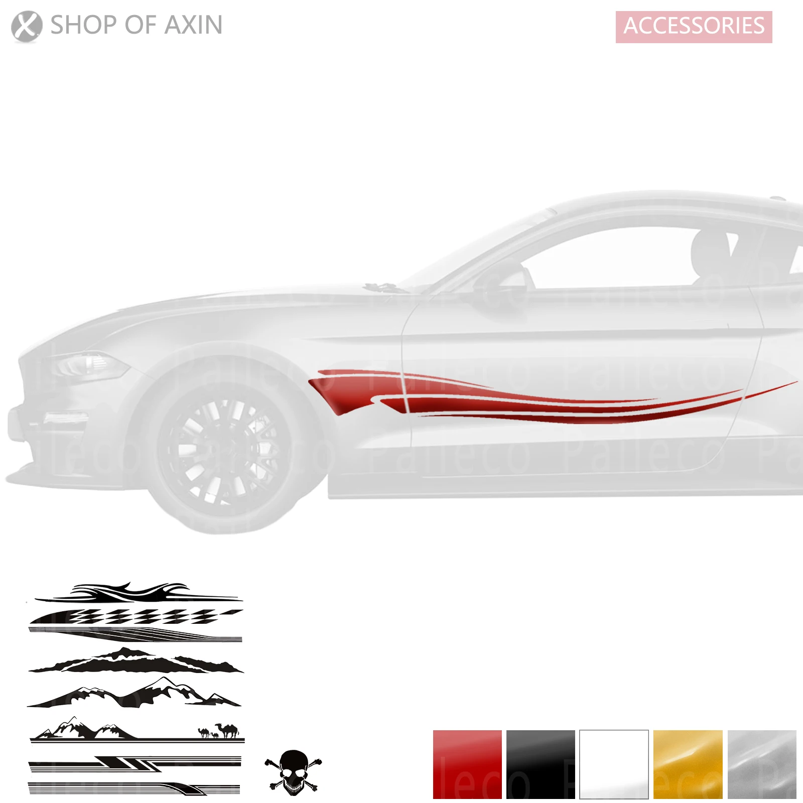 

Door Faded Rocker Panel Stripes Vinyl Decal Kit Graphics Sticker (Various styles, Various colors) For Mustang