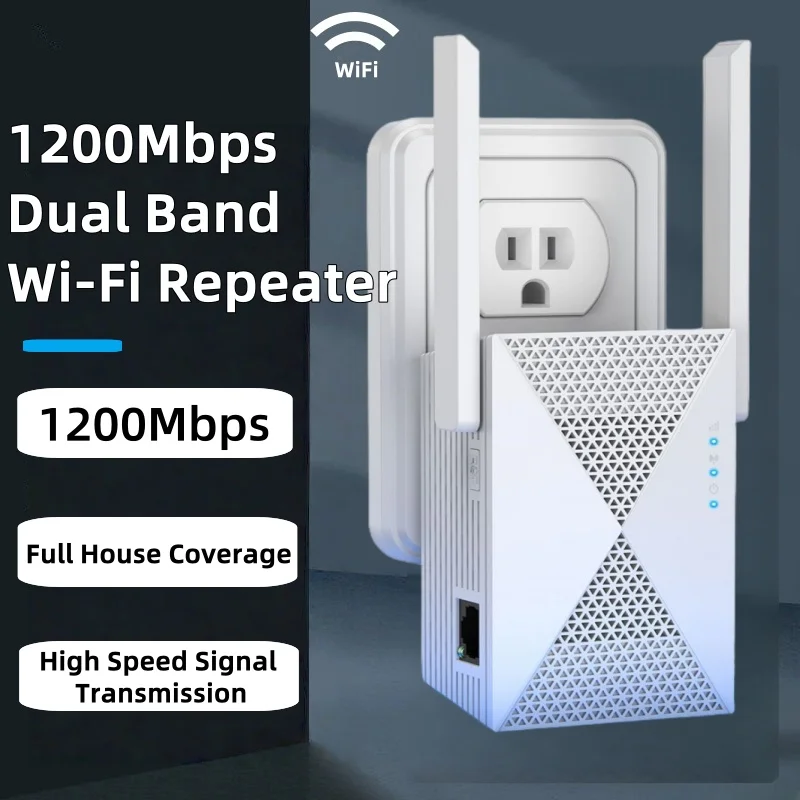 Dual Band WiFi Repeater 1200Mbps 2.4G 5GHz Wireless Signal Extender Amplifier Router Long Range Network Booster