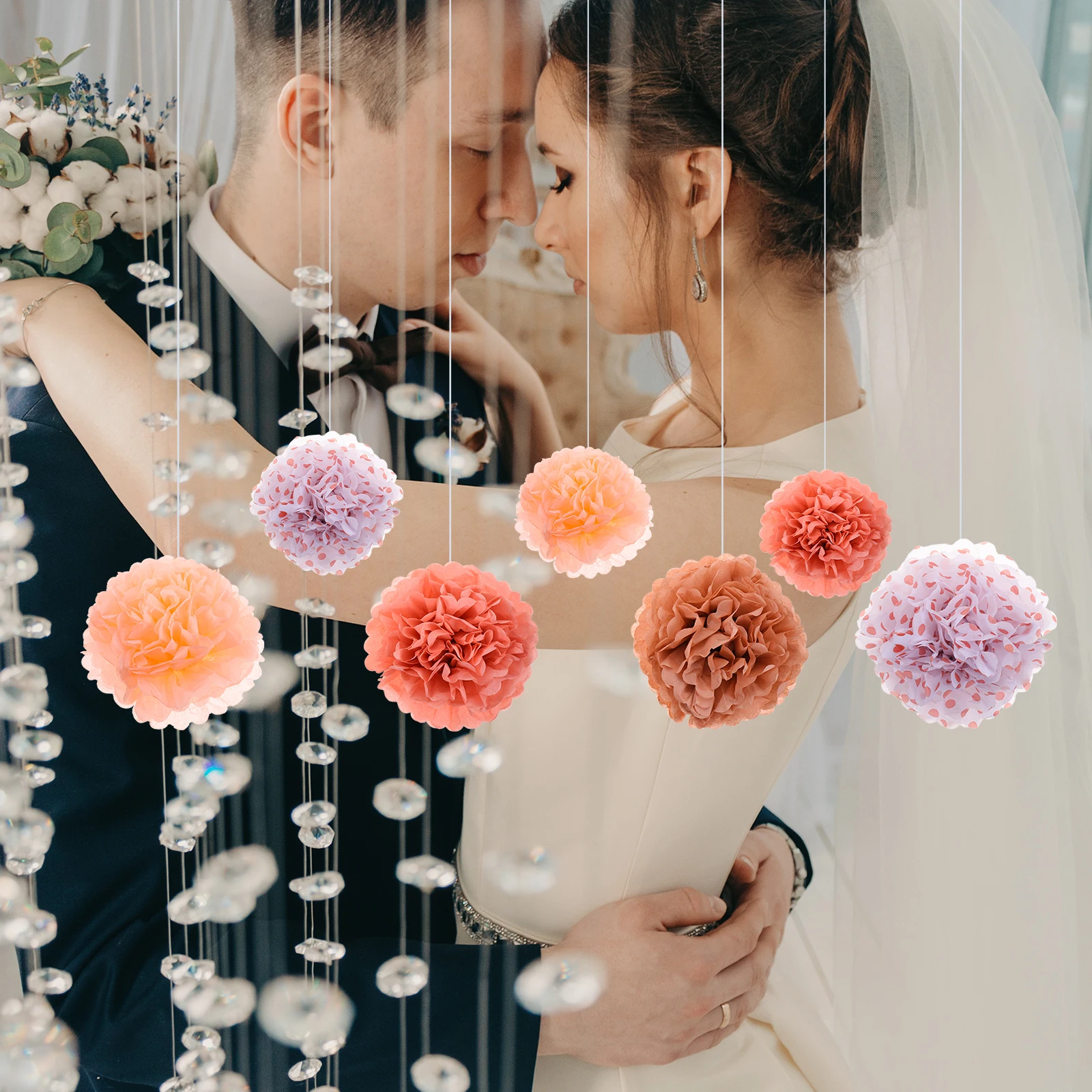 

12Pcs Hanging Paper Flower Ball Decor Rose Gold Honeycomb Balls for Party Background Layout Adornment Honeycomb Ball Pendants