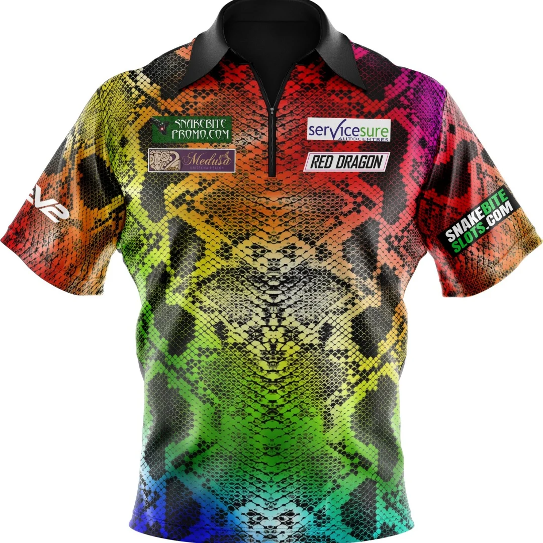 Peter Wright RedYellow Snakebite Polo Shirt réplique Darts Polo Shirt Sports T-shirt pour hommes Vêt