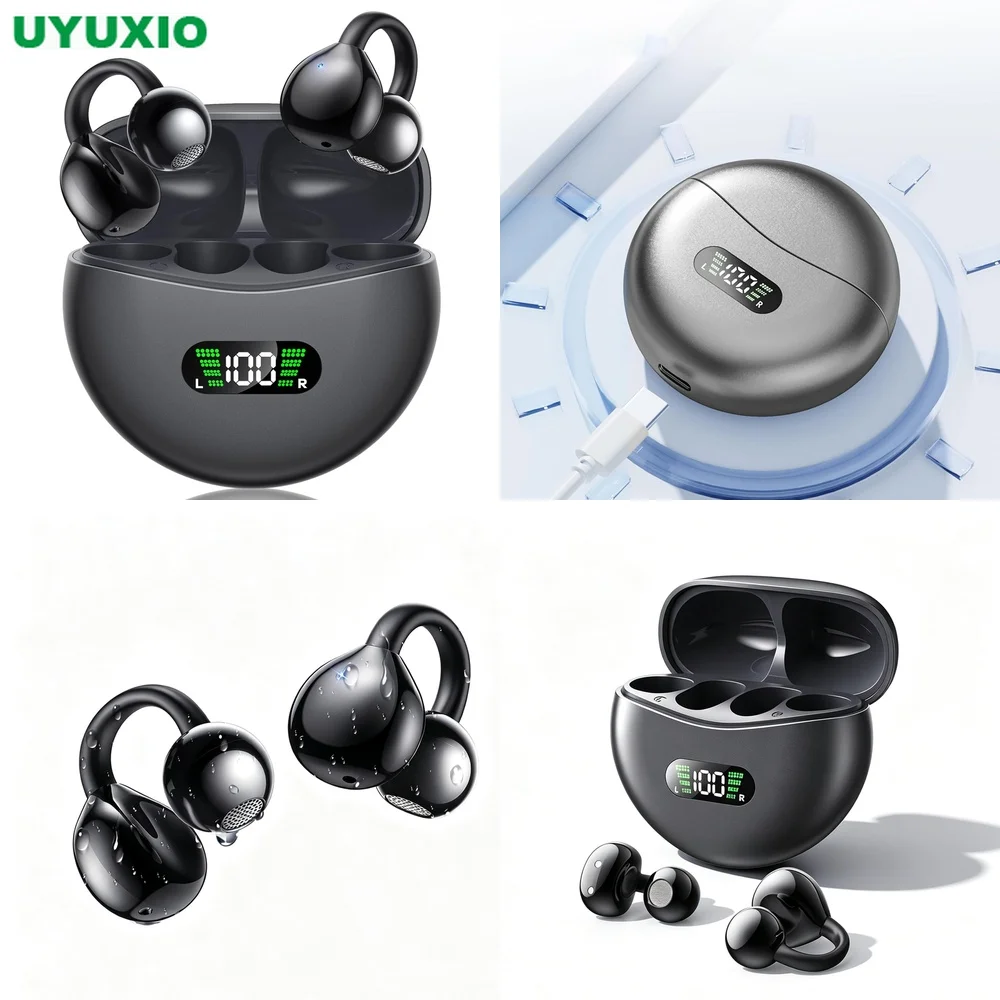 UYUXIO Open Ear Wireless Earbuds Open Ear Audio and Secure Sport Fit with 42H Total Playtime Charging Case for Lifestyle Use