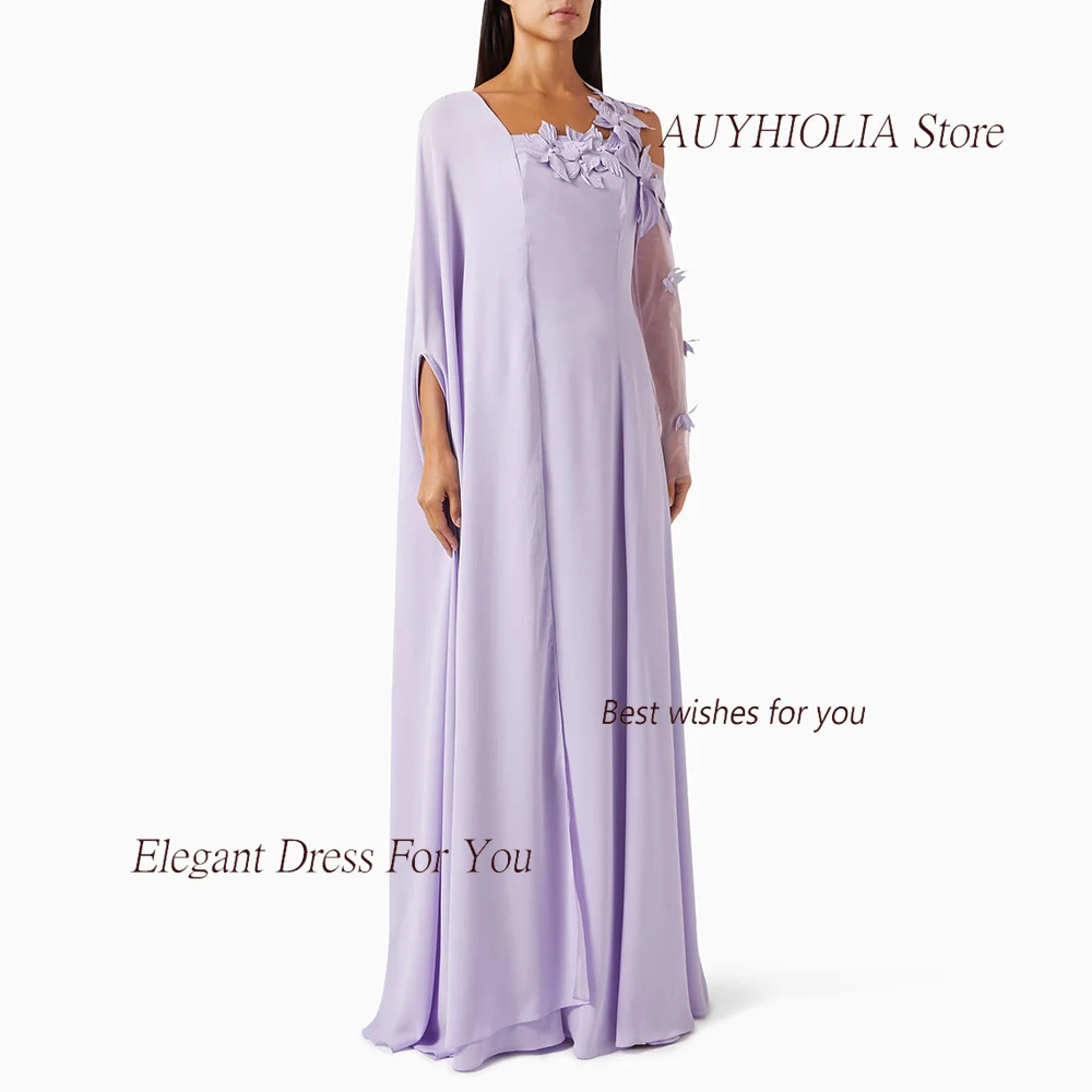 Crepe Evening Dress For Sexy Women 정장원피스 Vestidos de festa Purple Elegant Appliques Floor-Length Cocktail Prom Gown 2024