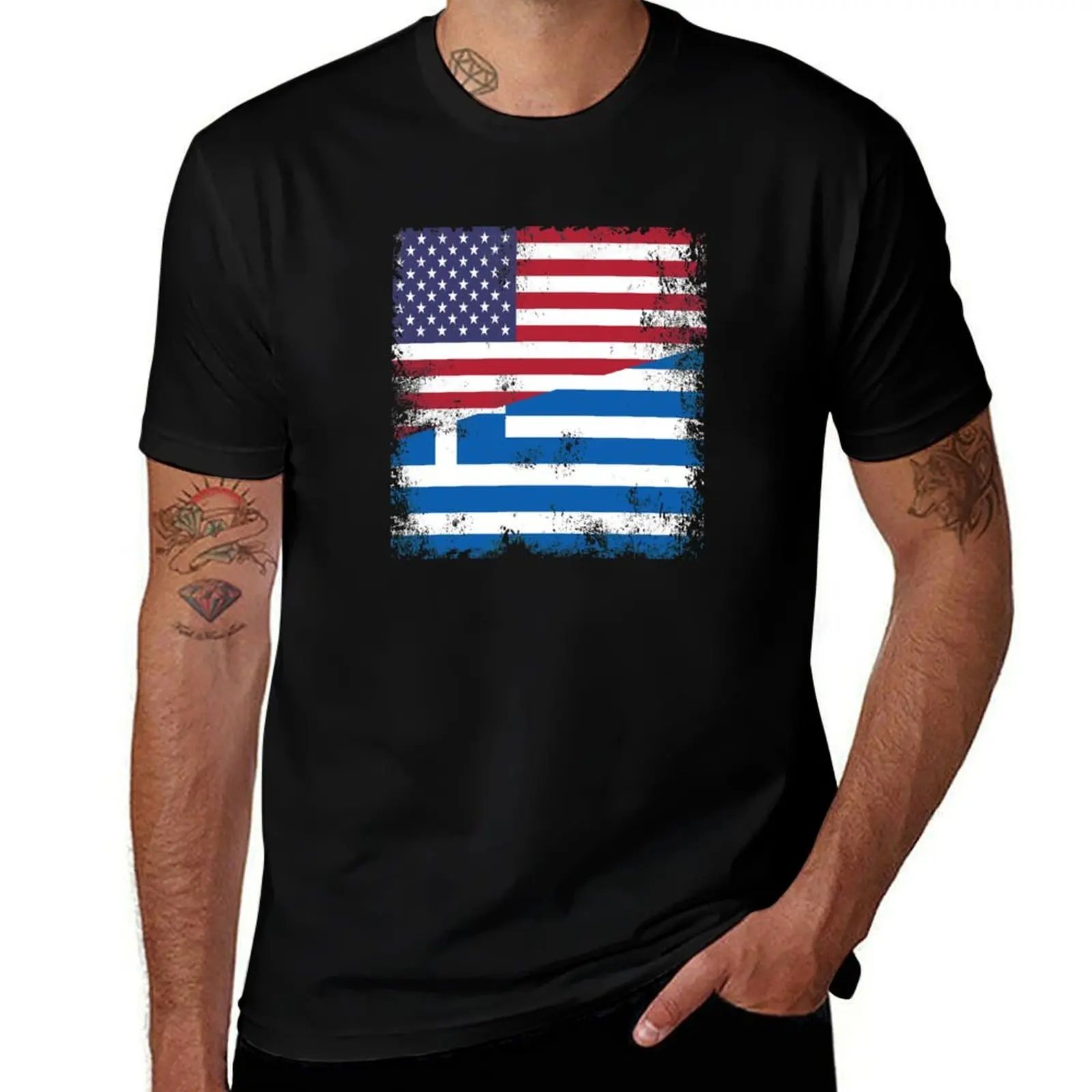 

Half Greek Flag Design | Vintage Greece USA Gift T-Shirt man t shirt designer mens graphic t shirts T-Shirt