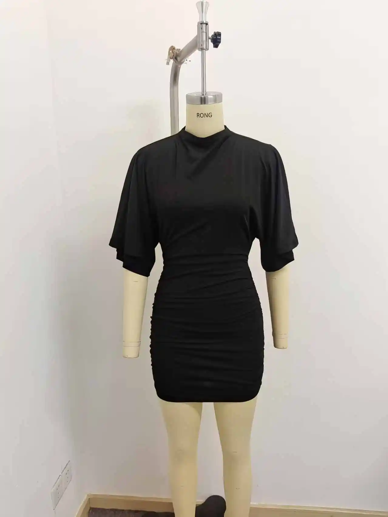 Neue Sommerliche Schlanke Sexy Kleider für Frauen Stehkragen Damenkleid Kurzarm Rückenfreies Kleid Damen Vestidos De Verano Mujer – Detail 7