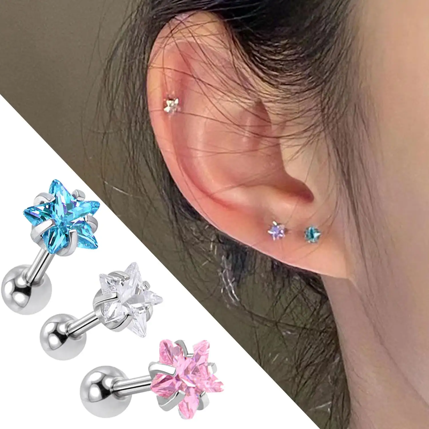 1 زوج أزياء بسيطة الفولاذ المقاوم للصدأ الأقراط النوم دوامة الأذن العظام أقراط السيدات حزب المجوهرات