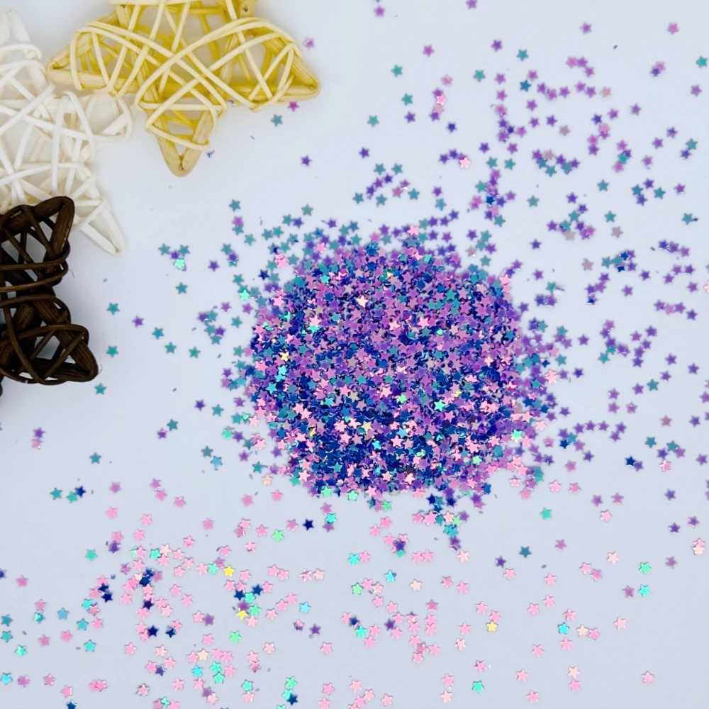 20g Metal Smooth Purple/Pink 3mm Star Sequins Colorful Paper Shreds for Party Decoration Manicure And Craft Projects  Confetti