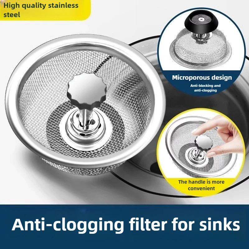 Stainless Steel Kitchen Sink Strainer Vegetable Basin Strainer Dishwashing Basin Strainer Garbage Drain Basket Kitchen Supplies