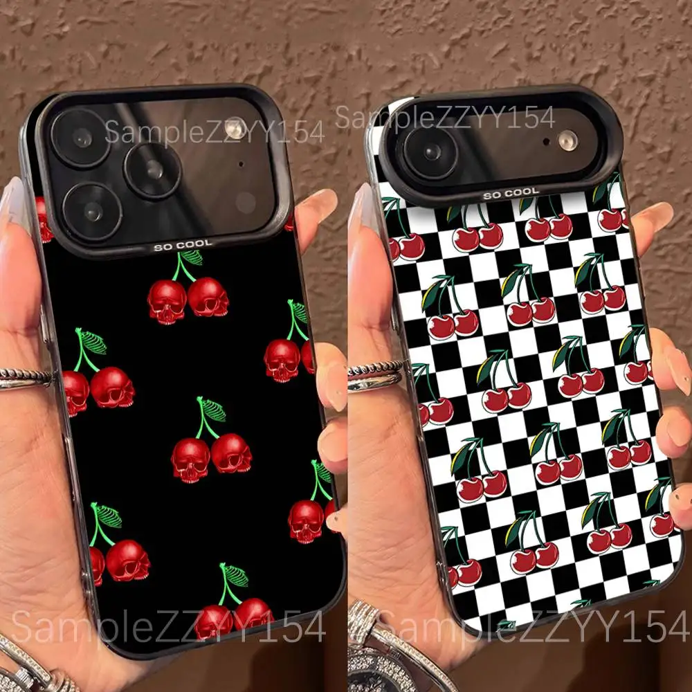 

Rotro Cherry Cherries Phone Case For iPhone 17,16,15,14,13,12,X,8,Pro,Max,Plus,E,SE4,Air,Mini Black IMD Matte